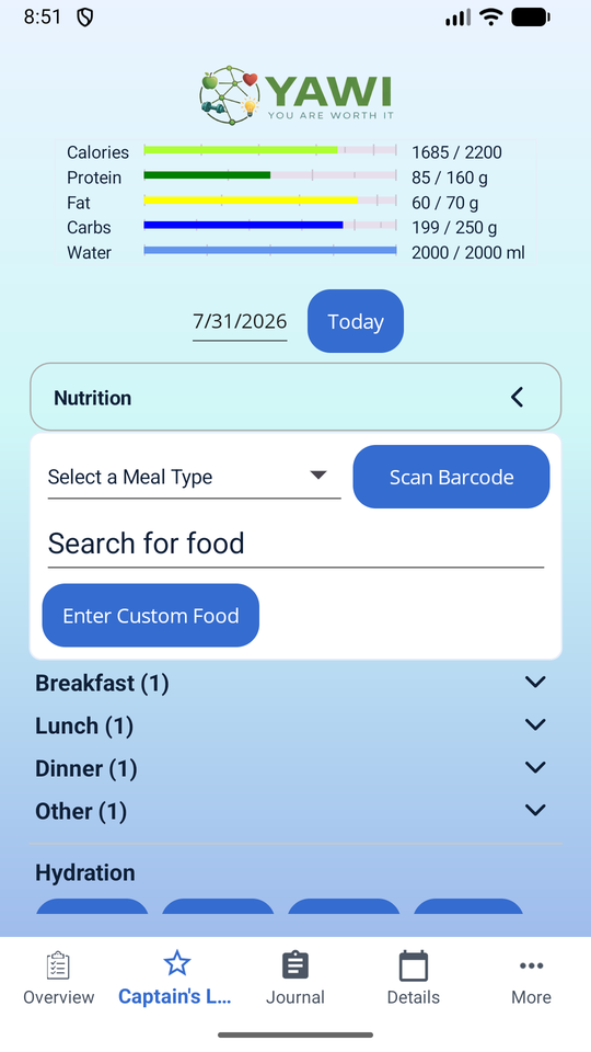 The Captain's Log daily check-in